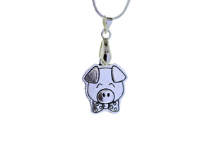 Pig in bow-tie Silver Necklace