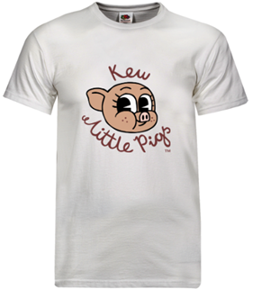 Kew Little Pigs white t-shirt with logo