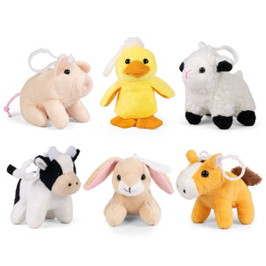 LITTLE Living Nature Clips Farm Animal Plush Keyrings