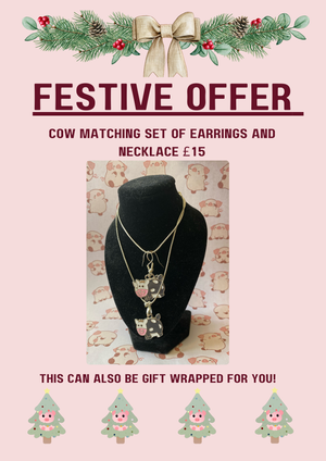 Cow Necklace & Earrings