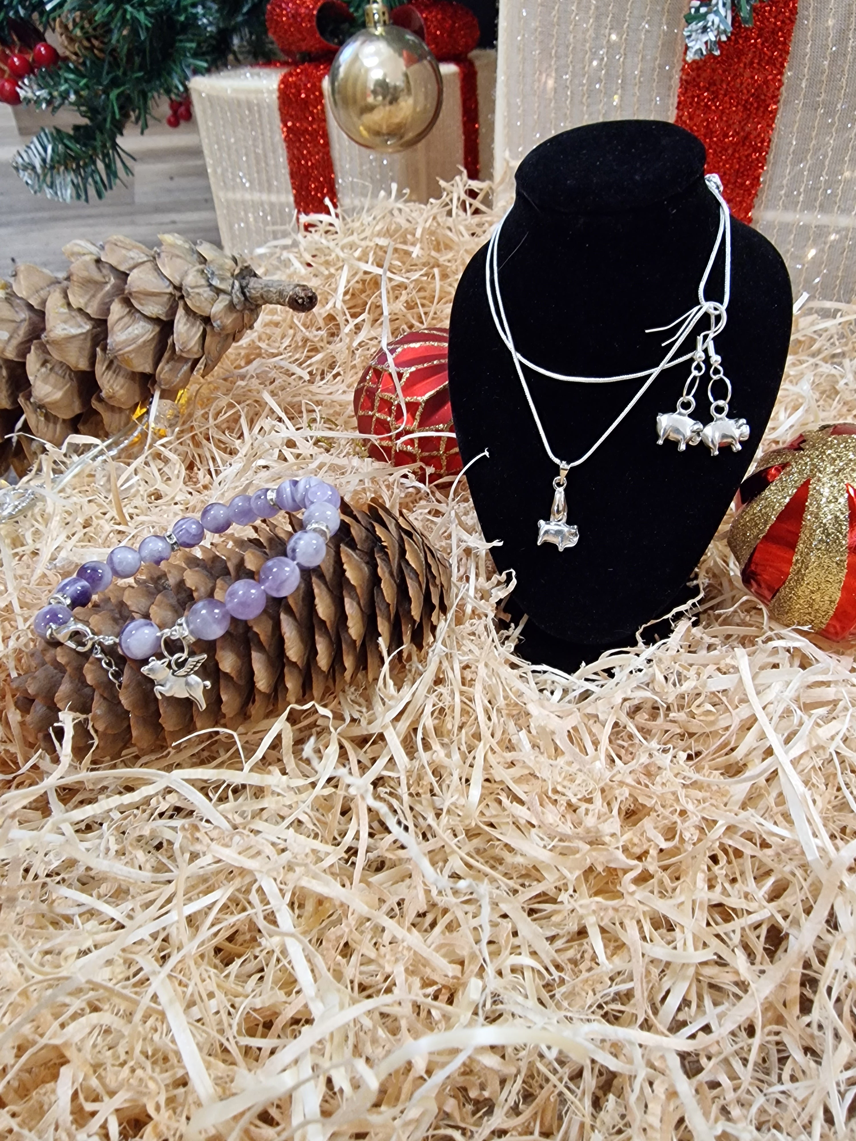 Jewellery Gift Set - Necklace, Earrings & Amethyst Bracelet