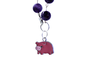 Amethyst Pig Pendant Bracelet