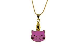 Blushing Pig Pendant Necklace