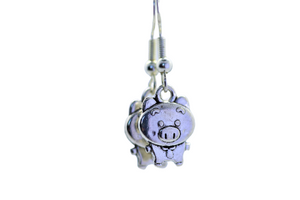 Pig in tie Silver Earrings
