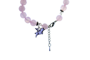 Rose Quartz Bracelet with Silver Flying Pig Charm