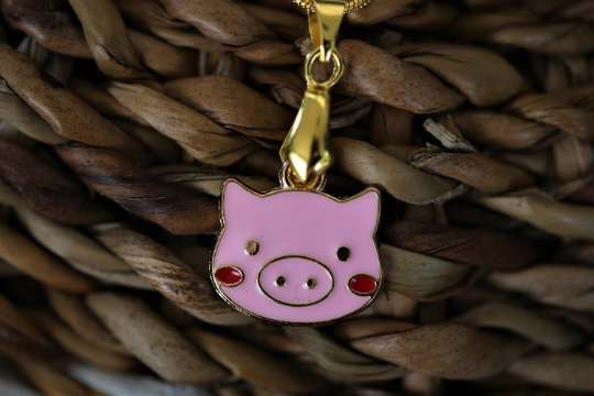 Blushing Pig Pendant Necklace