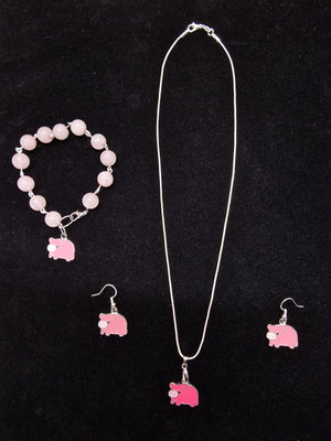 Jewellery Gift Set - Necklace, Earrings & Rose Quarts Bracelet