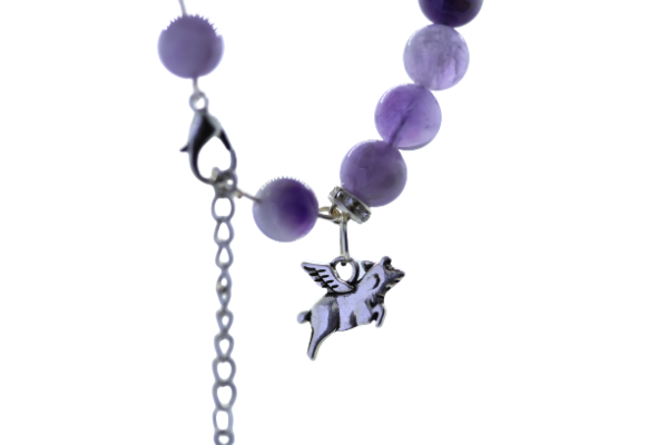 Amethyst Bracelet with Silver Flying Pig Charm - Image 2