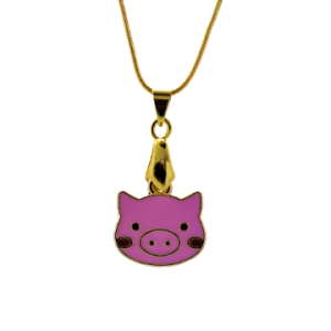 Blushing Pig Pendant Necklace