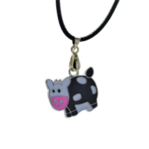 Cow Pendant Black Cord Necklace