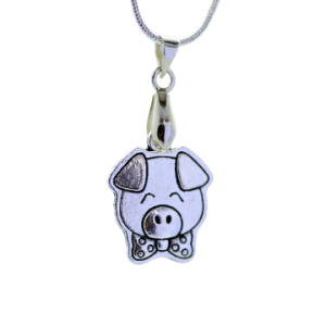 Pig in bow-tie Silver Necklace