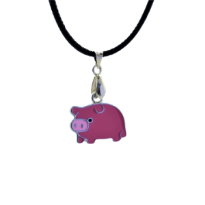 Pig Pendant Black Cord Necklace