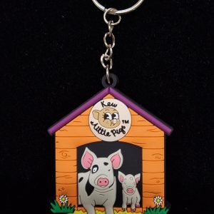 Pigs in Hut Rubber Keyring
